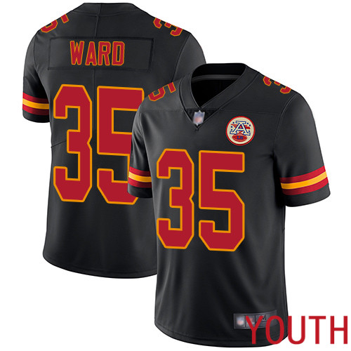 Youth Kansas City Chiefs #35 Ward Charvarius Limited Black Rush Vapor Untouchable Football Nike NFL Jersey